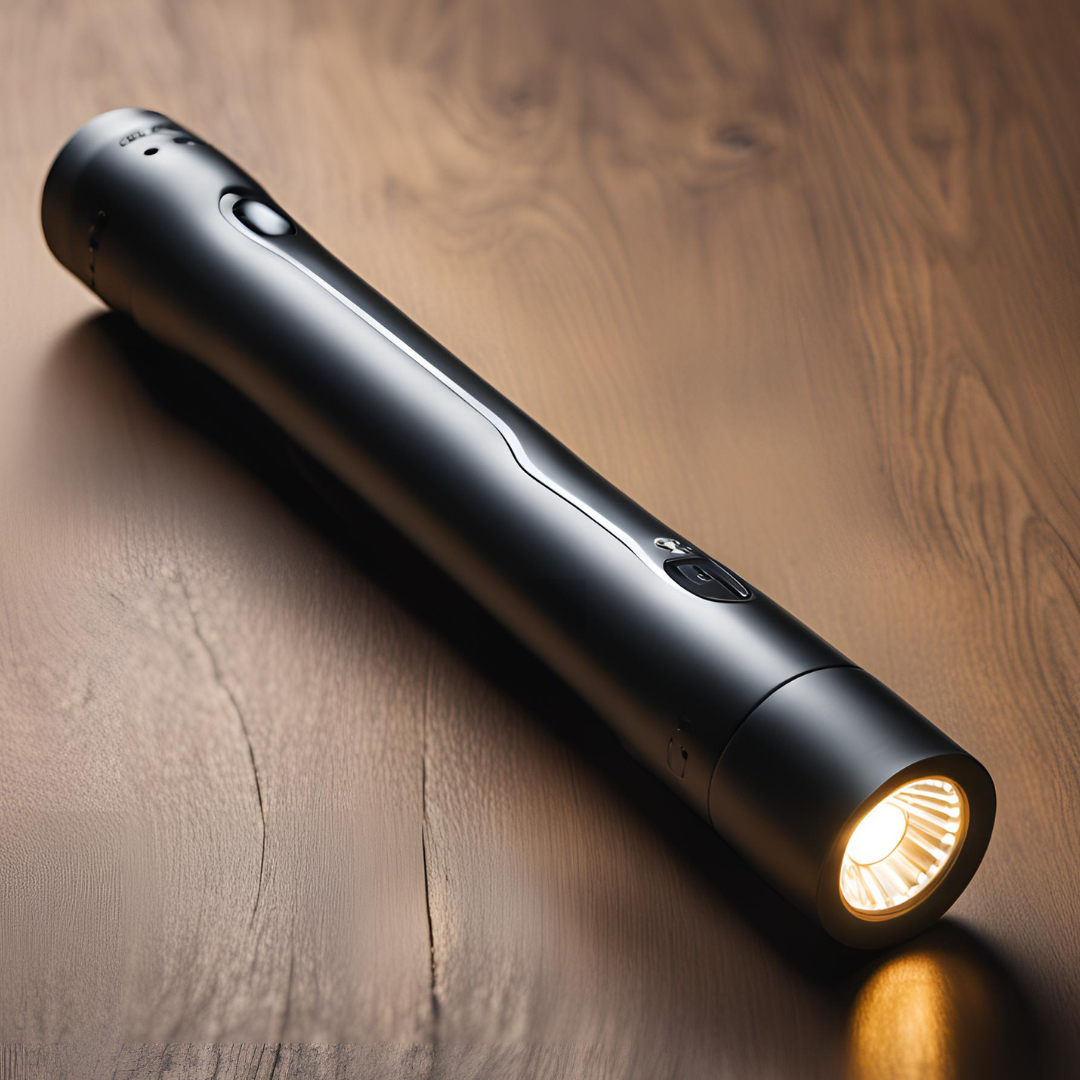 Rechargeable LED flashlight with adjustable brightness and flood mode